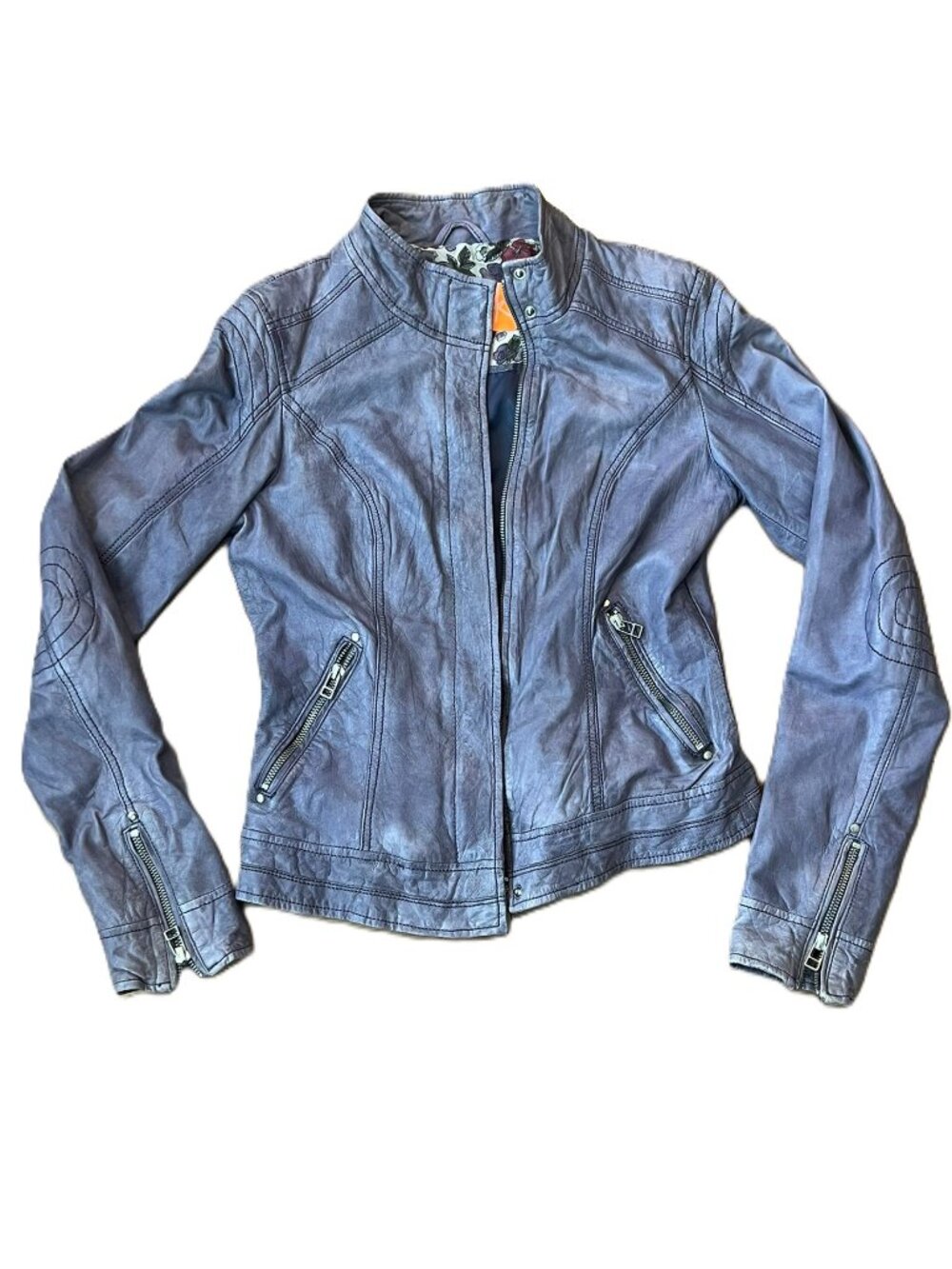 Danier Blink Genuine Leather Jacket Lightweight Zip Up Purple Size XXS 2XS